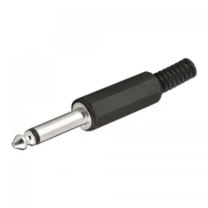 Goobay 6.3mm Mono Audio Jackplug, Zwart, Trekontlasting, Soldeerbaar, 2-polig