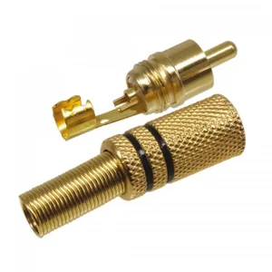 Goobay 11281 RCA Stekker, Verguld Metaal, Trekontlasting, 2 Zwarte Strepen