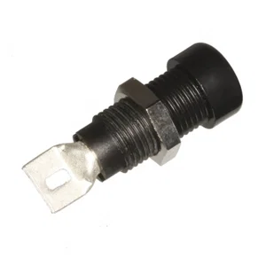 4mm Zwarte Banaanbus, 24A, Soldeerlip, 60V DC / 30V AC