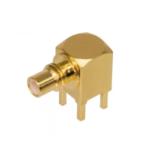 Amphenol 152123 SMC RF-connector, PCB Doorsteekmontage, 90° Hoek, 50 Ohm, 10 GHz, 5-Terminal Bus