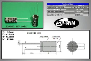 Jamicon 2200-6-3P-105ESR 2200uF 6.3V Electrochemical capacitor
