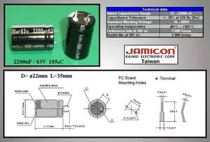 Jamicon 2200-63P-105-22X35 2200uF 63V Electrochemical capacitor