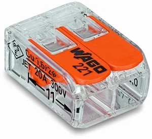 Wago 221-412 Snelkoppeling voor Kabel, 1-Polig, 0.14-4mm², 450V 32A