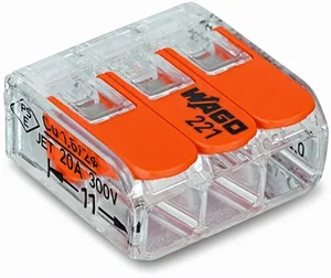 Wago 221-413 Snelkoppeling voor Kabel, 3-Polig, 0.14-4mm², 450V 32A