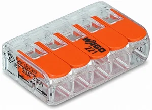 Wago 221-415 Compacte Lasklem, 5-Aansluitingen, Veerklem, 0.14-4mm² Kabel, 32A, 450V