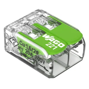 Wago 221-422 CAGE CLAMP Lasklem, 2-Geleider, 0.14-4mm², Transparant/Groen