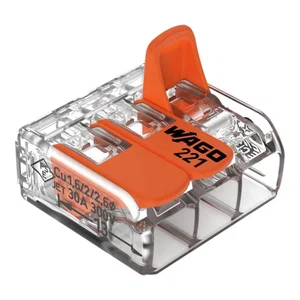 Wago 221-613 3-Polige Kabelconnector 0.5-6mm² 41A Transparant/Oranje