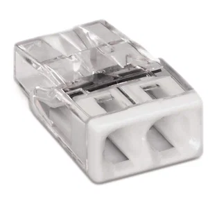 Wago 2273-202 Compacte PUSH WIRE Connector, 2-Geleider, 2.5mm², 24A, Transparant/Wit
