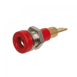 Staubli 23-0190-22 4mm Rode Banaanbus, Paneelmontage, Schroefbaar, Geïsoleerd, 60V 25A, 4.8mm Vlakst