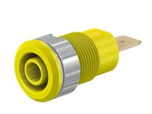 Multi-contact Ag. SLB4-F6.3 Veiligheidsbanaanstekkerbus 4mm, verguld, geel, 1000V 32A
