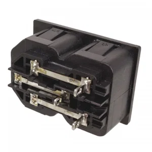 K+B Connector 44R022121150 Dubbele Snap-In Netvoedingsaansluiting, 250V 10A, Soldeerlippen
