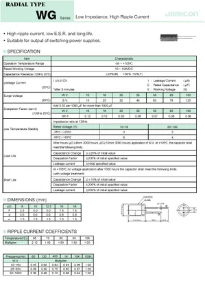 Jamicon 470-50P-105ESR-X 470uF 50V Electrochemical capacitor