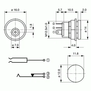 Schurter 4840-2230 DC Voedingsconnector, CENTERPIN, Paneelmontage, Soldeerlip, 3-Polig