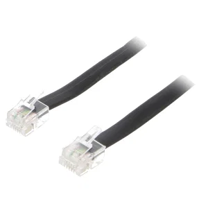 Goobay 50323 Telefoonkabel Plat RJ12 Stekker Dubbelzijdig 10m Zwart