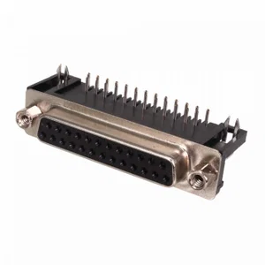 Amtek 57DBDR2D-25AMS0BA-01 D-SUB 25-pins 90° Printplaat Bus, 9.4mm, Zwart
