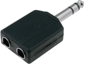 Jack 6.35mm Stereo Stekker naar Dubbele Jack 6.35mm Stereo Bus Adapter