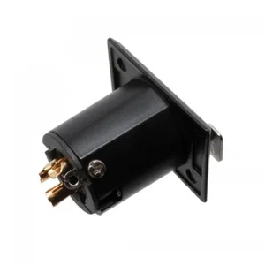 Amphenol AC3FPZB-AU XLR 3-Pin Paneel Chassisdeel, Zwart, Verguld, -25°C - +75°C