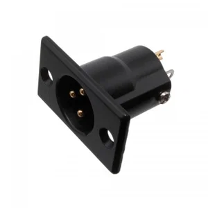 Amphenol AC3MMPNZB-AU XLR 3-Polige Paneelmontage Stekker, Zwart, Verguld