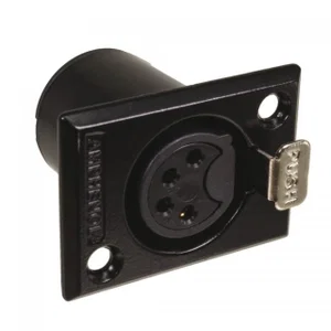 Amphenol AC4FPZB-AU XLR 4-Polige Paneelmontage Bus, Zwart, Verguld
