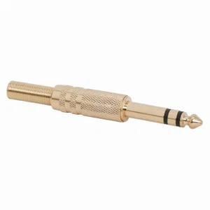 ACD-003 6,3mm Stereo Jackplug, Vrijhangend, Verguld, Zwarte Metalen Behuizing