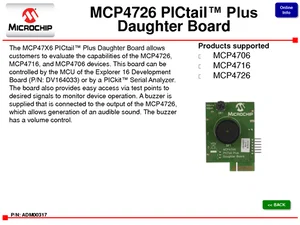 Microchip MCP4706/16/26 PICtail+ Daughter Board