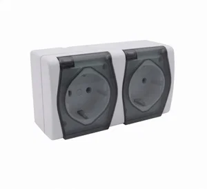Alfa ALFAAV-2X2PLUSF Opbouw Schuko Stopcontact 2-voudig met Klapdeksel 250V 16A IP44