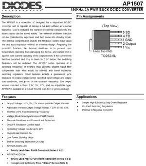 RPtronics AP1507-33D5L-13 3.3V 3A Régulateur de tension