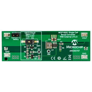 Microchip ARD00797 Scheda di Valutazione Convertitore Boost Monocellulare MCP16251 con UVLO Esterno
