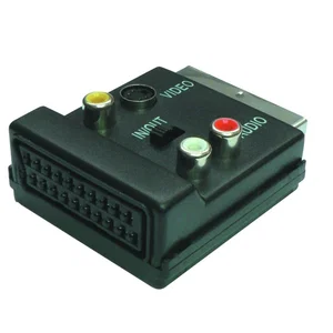 Various SCART Male naar 3x Cinch Female + S-VHS Female / SCART Female Adapter, Zwart
