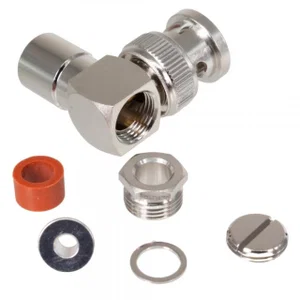Amphenol BNC 90° Male Connector 50 Ohm, Zwevend, RG-58, 4 GHz