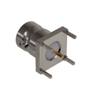 Amphenol B6251F1-NT3G-75 Conector BNC Fêmea, Impedância 75 Ohm, 4GHz, Montagem Vertical em PCB, Conf