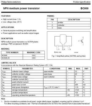 Nxp Semiconductors BC868-25-115 NPN Transistor - n/a