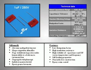 Div C1UF250-PEF 1000nF 250V MKT Condensateur à film