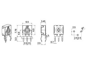 Trimmer resistor Acp CA6H-500KR 500k Ohms