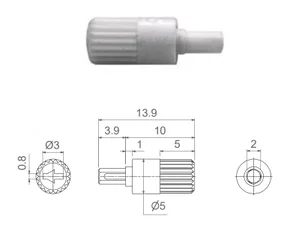 Acp CA9MA-9005-WHITE Bouton de Réglage Trimmer, 2mm, Blanc
