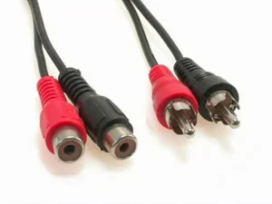 RCA Extension Cable, 2 RCA Male to 2 RCA Female, 1.5m, Black, Nickel Plated