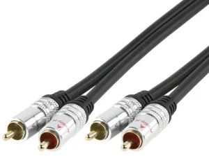 RCA Audio Cable, 2 RCA Male to 2 RCA Male, 2.5m, Gold Plated, SILVER Line, Shielded