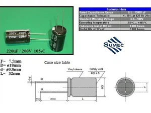 Samwha CEL220UF200V-B 220uF 200V Electrochemical capacitor