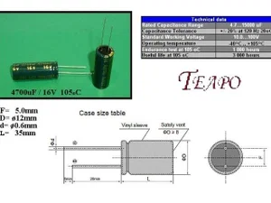 Teapo CEL4700UF16VESR 4700uF 16V Electrochemical capacitor