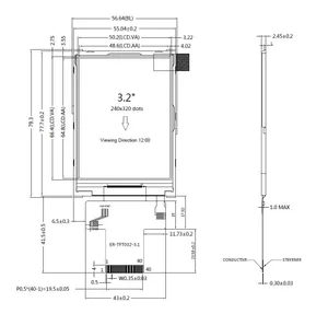 CER-TFT032-3 3.2\" TFT QVGA Display Module, 240x320 Resistive Touch Panel, ILI9341 Controller