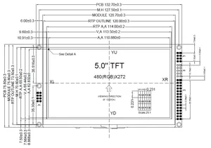 CER-TFTM050-2-4W-SPI 5.0-inch TFT LCD Color Display Module 480x272 RA8875 SPI