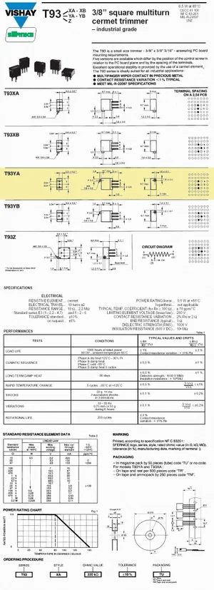 Trimmer resistor Vishay CERM-20K-10A 20k Ohms