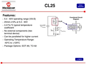 Microchip CL25N3-G 90V 25mA Temperature-Compensated Constant Current LED Driver IC TO-92