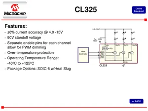 Microchip Technology Inc. CL325SG-G 3-Channel 25mA Linear LED Driver 8 SOIC