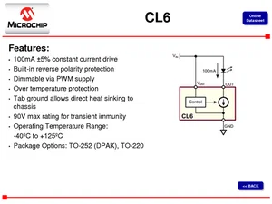 Microchip CL6N5-G Linear Fixed 100mA Constant Current LED Driver TO-220
