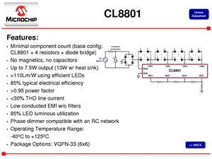 Microchip CL8801K63-G-M935 Sequential Linear LED Driver, 33 VQFN 6x6x1.0mm