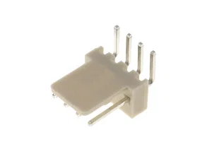 Enkelrijige Connector 2.54mm Pitch, 4 Contacten, 90° Gebogen Pinnen, Doorsteekmontage