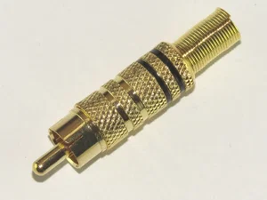 Div RCA Stekker, Verguld, Zwart, Trekontlasting, Soldeerverbinding