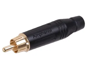 Amphenol RCA Stekker, Zwart, Professioneel, IP40, Verguld