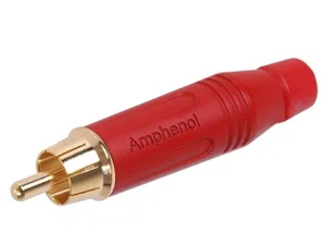 Amphenol RCA Stekker, Rood, Professioneel, IP40, Verguld
